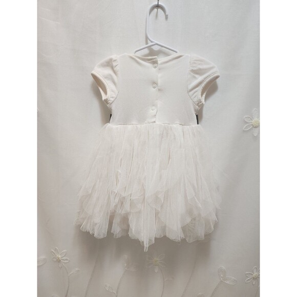 NANNETTE BABY 18 MONTH WHITE SEQUINS TULLE BOW DRESS LAYERED PARTY WEDDING TUTU - Picture 10 of 14
